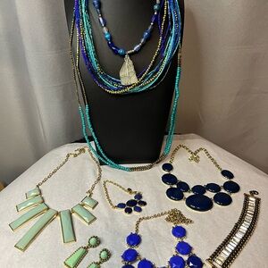 Lot of Blue, Gold and Sea Glass Lot